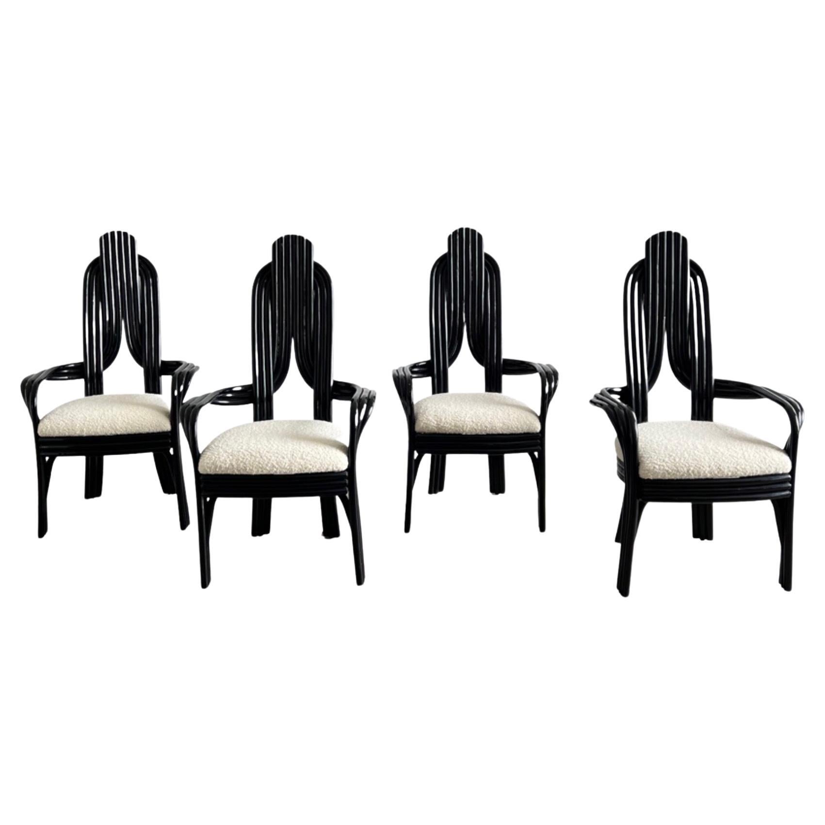 Set off Four Bamboo Dining Chairs by Axel Einthoven for Rohe Noorwolde For Sale