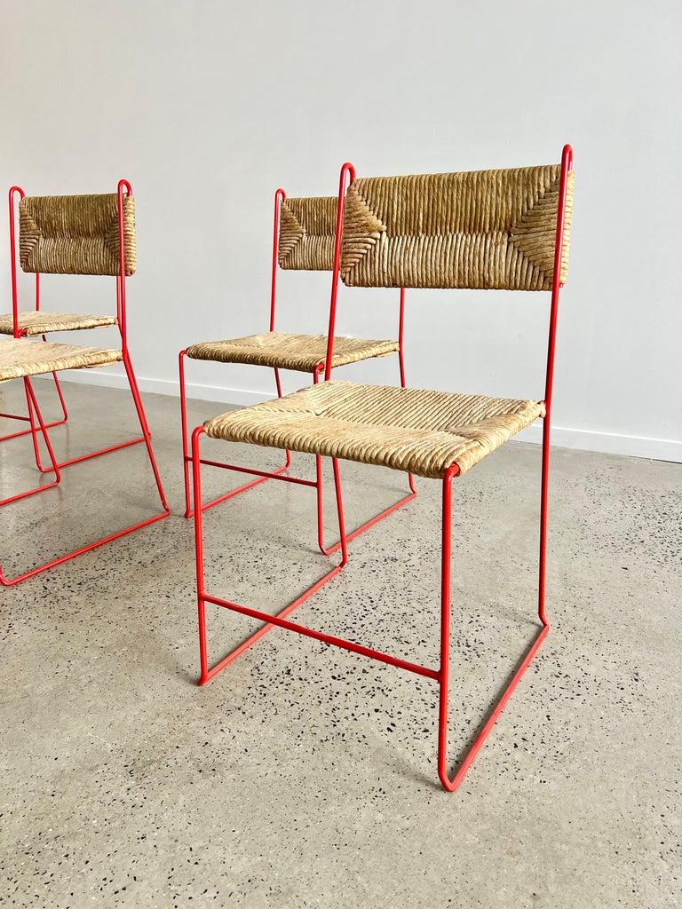 Mid-Century Modern Set off Four French Dining Chairs by Pirelli Atelier  For Sale
