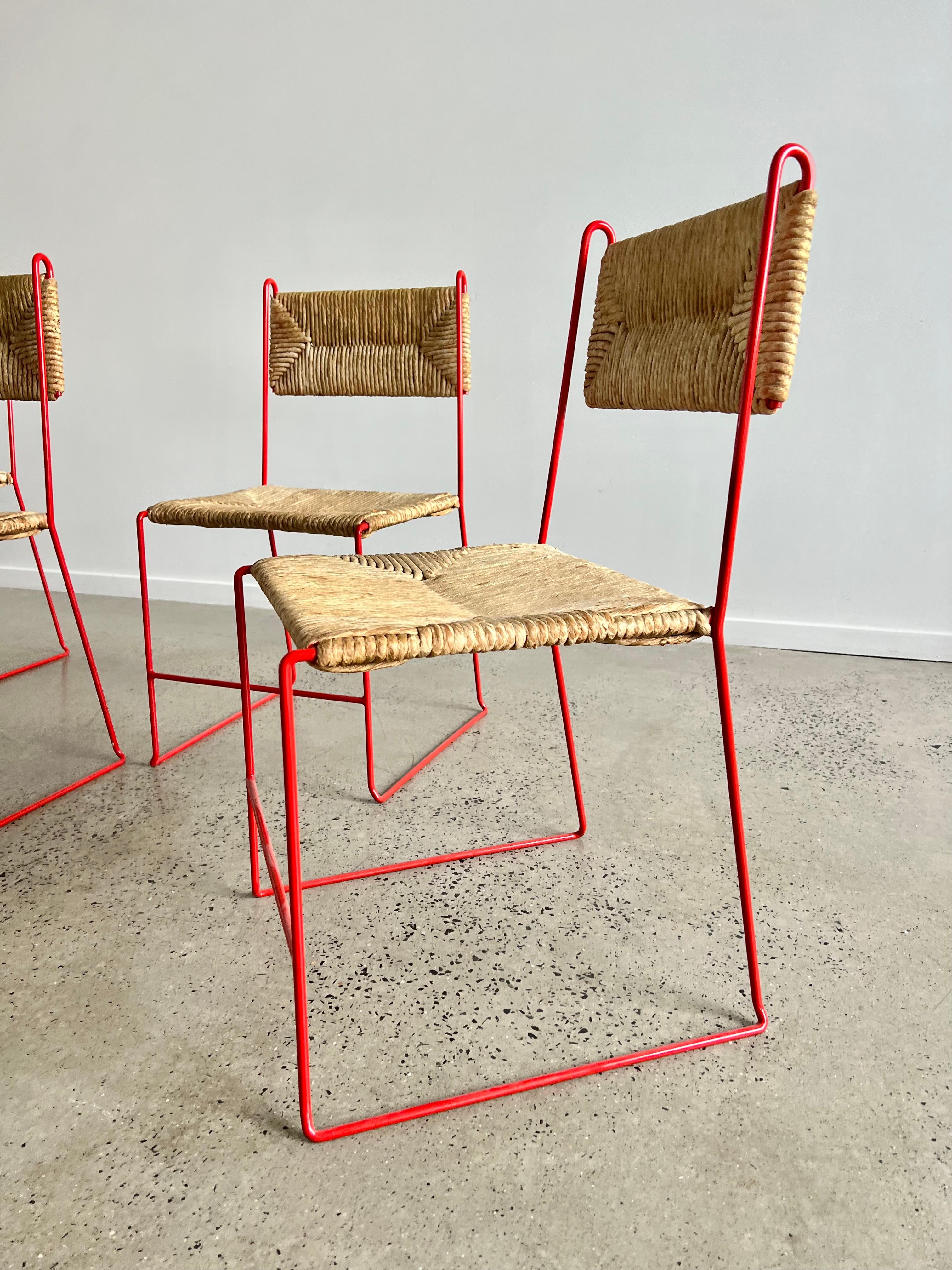 Mid-Century Modern Set off Four French Dining Chairs by Pirelli Atelier 