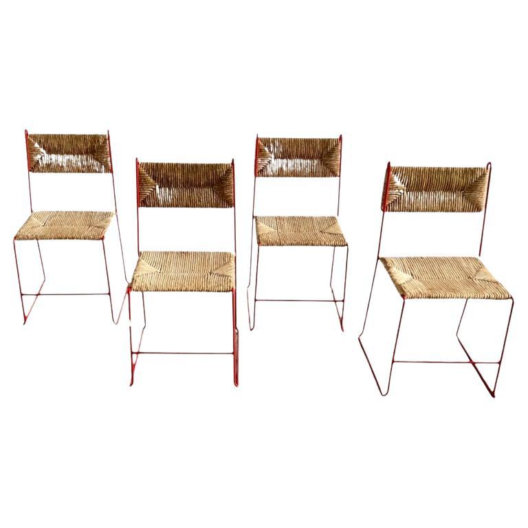 Set off Four French Dining Chairs by Pirelli Atelier 