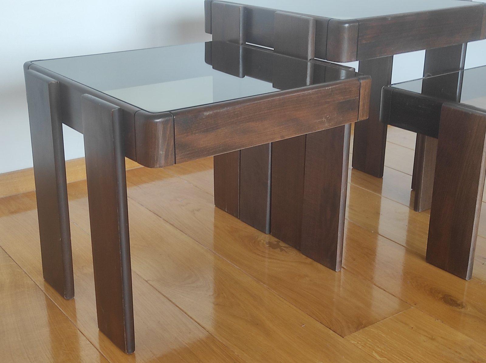 Glass Set Off Gianfranco Frattini Nesting Modular Coffee Table 1960s