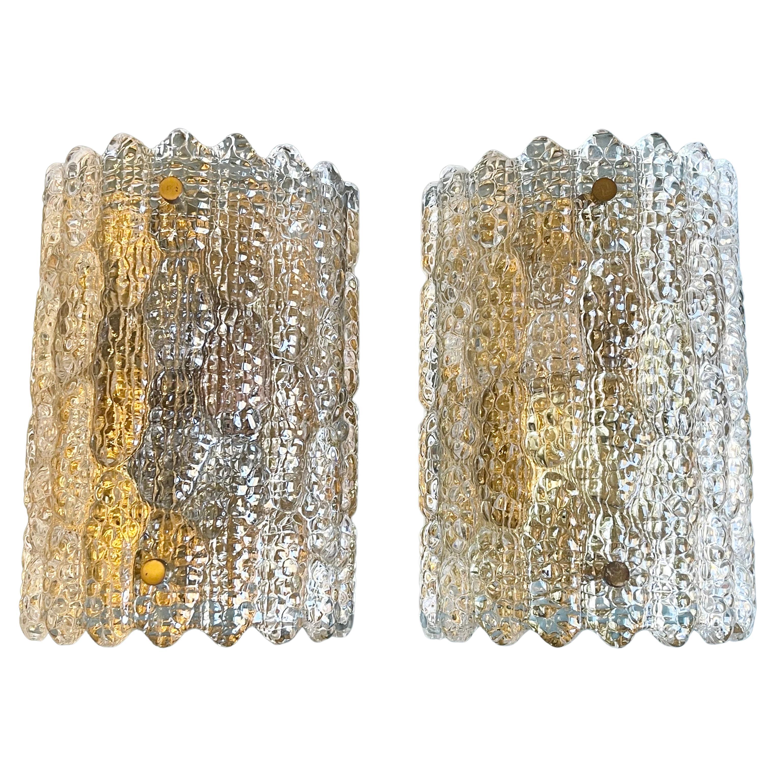 Set of Three Orrefors Wall Sconces by Carl Fagerlund, Sweden, circa 1950s For Sale