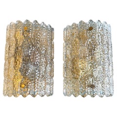Set of Three Orrefors Wall Sconces by Carl Fagerlund, Sweden, circa 1950s