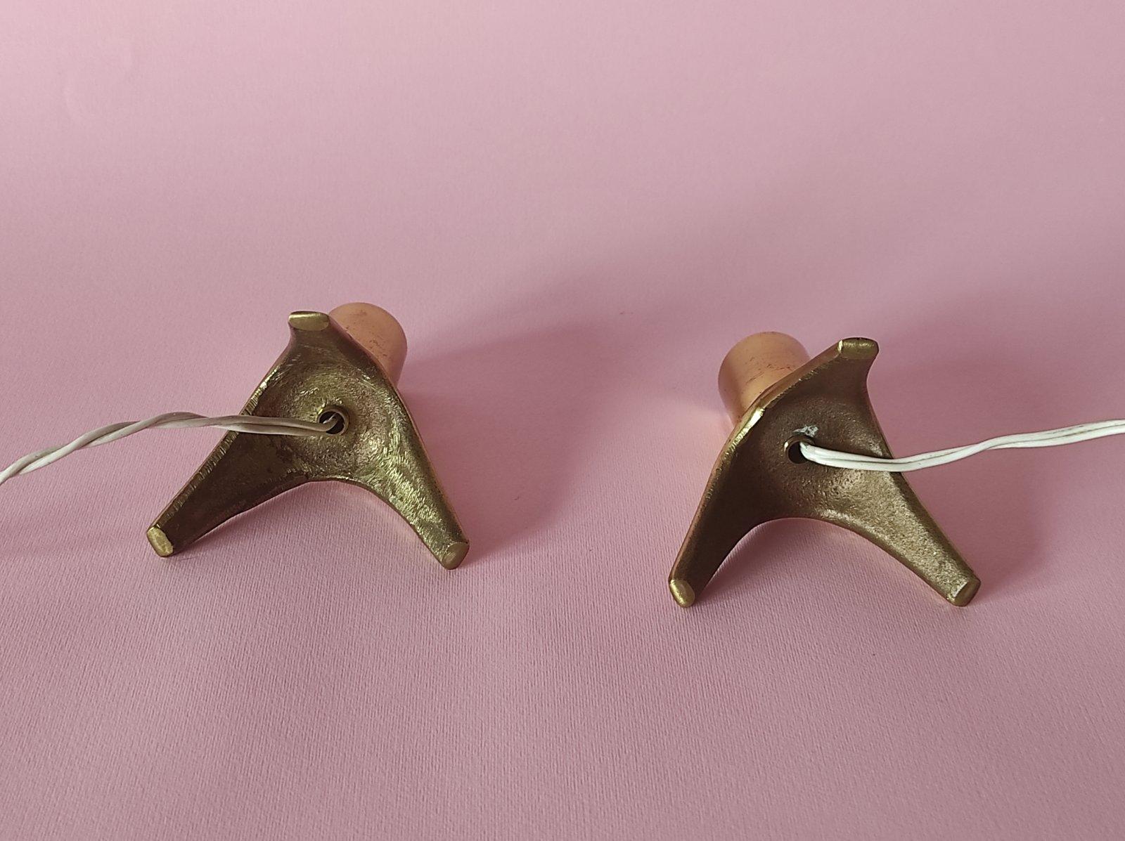 Ensemble de deux lampes de table italiennes en laiton 1950 en vente 4