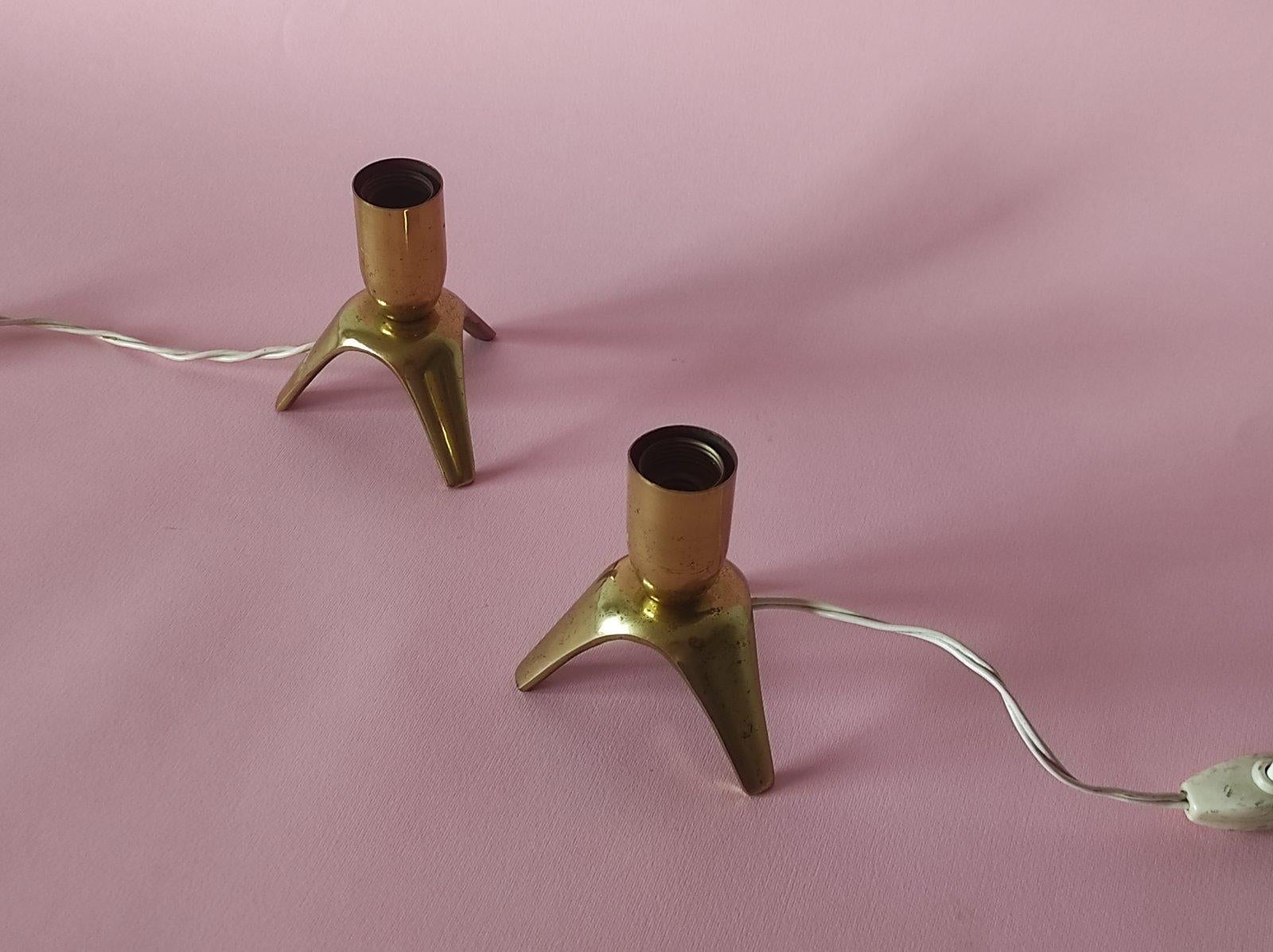 Mid-Century Modern Ensemble de deux lampes de table italiennes en laiton 1950 en vente