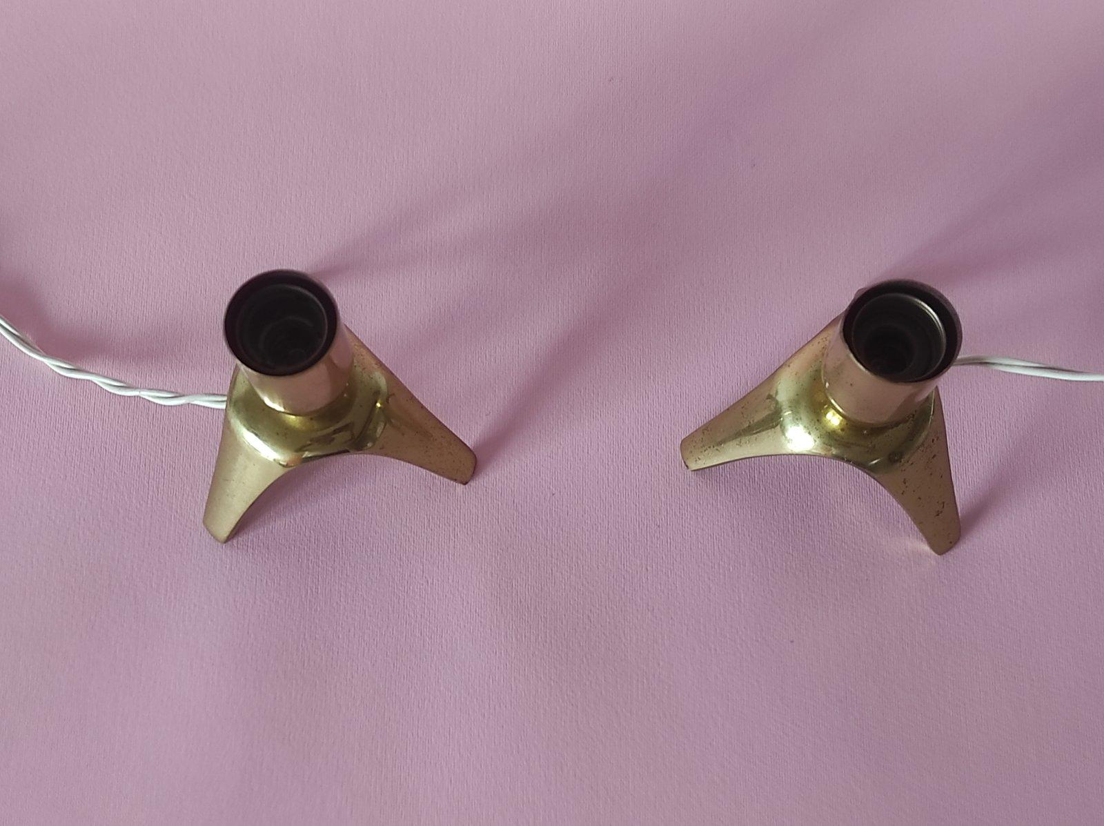 Milieu du XXe siècle Ensemble de deux lampes de table italiennes en laiton 1950 en vente