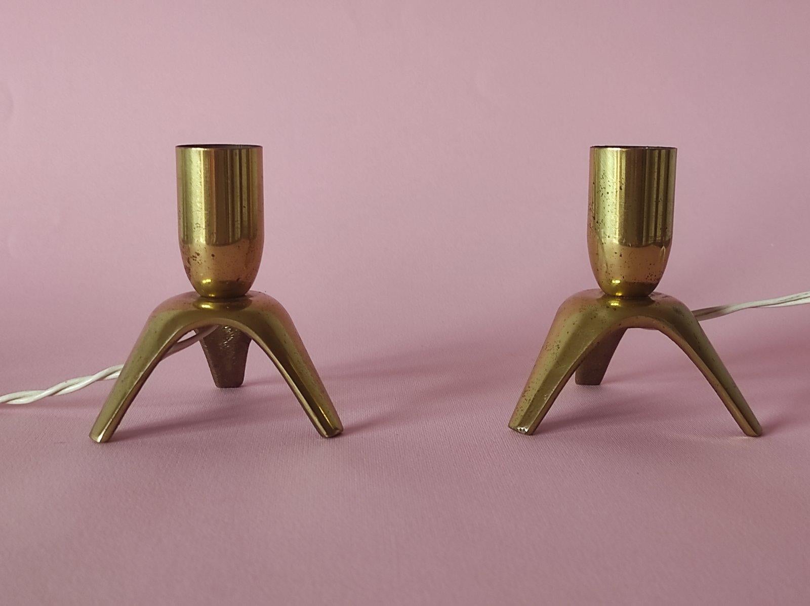 Ensemble de deux lampes de table italiennes en laiton 1950 en vente 3