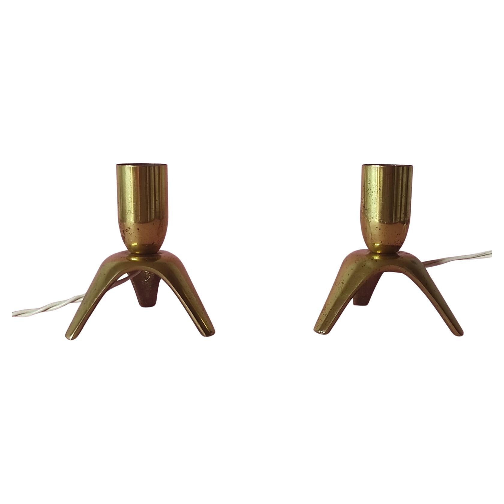Ensemble de deux lampes de table italiennes en laiton 1950 en vente