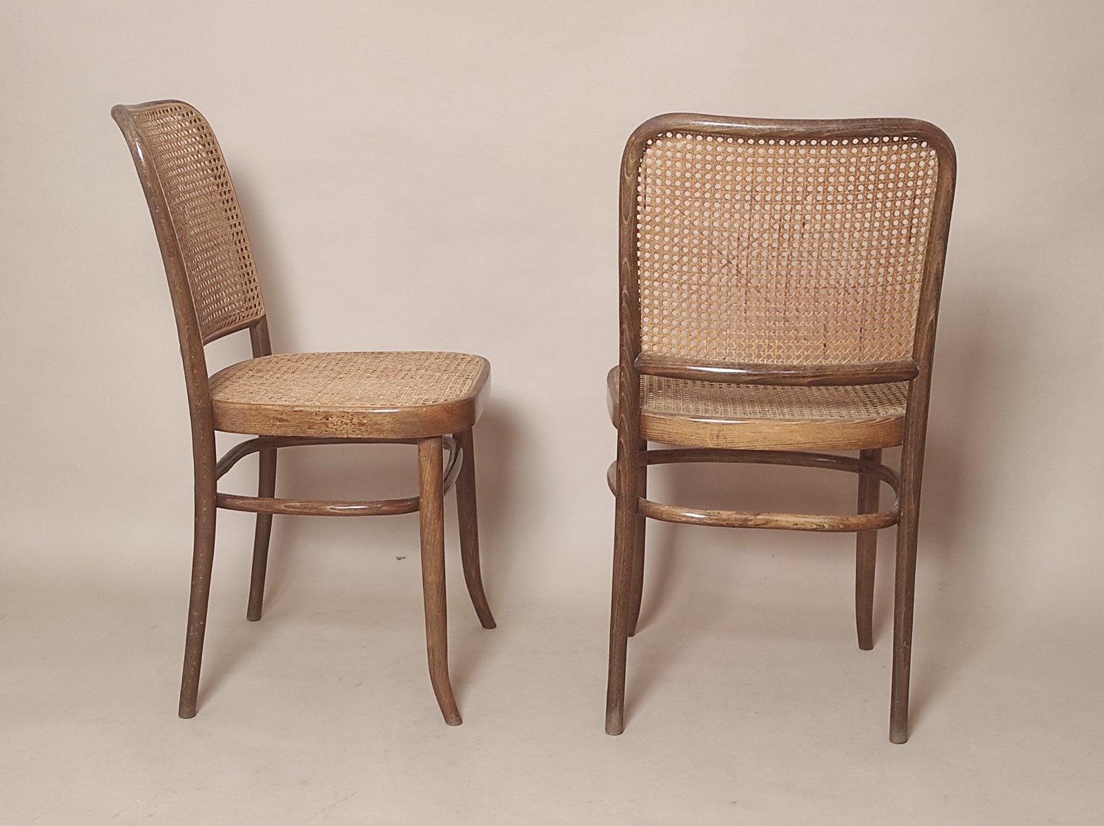 Mid-Century Modern Set Off Two Vintage Josef Hoffmann Prague 811 chair 1950s
