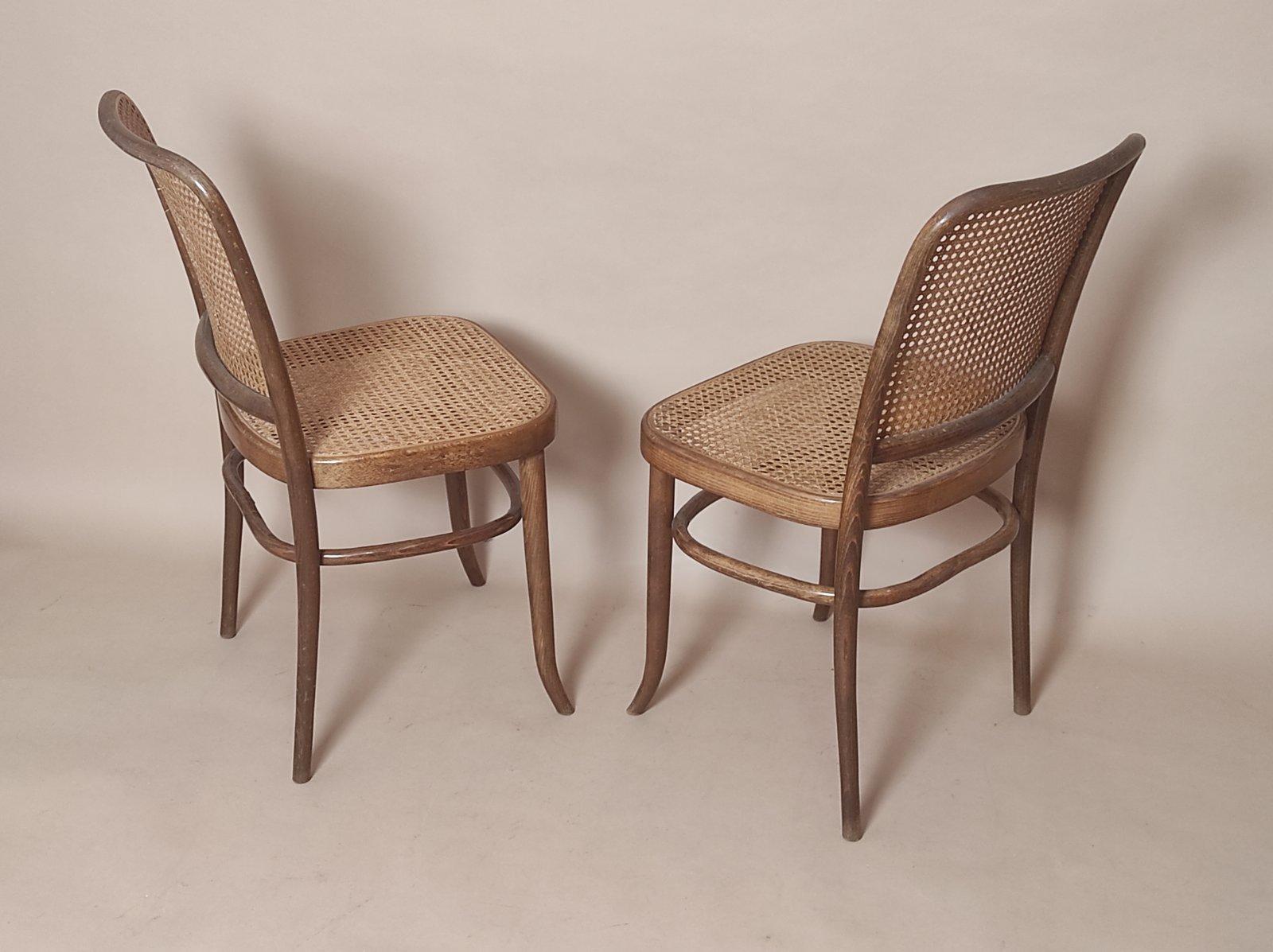 Slovenian Set Off Two Vintage Josef Hoffmann Prague 811 chair 1950s