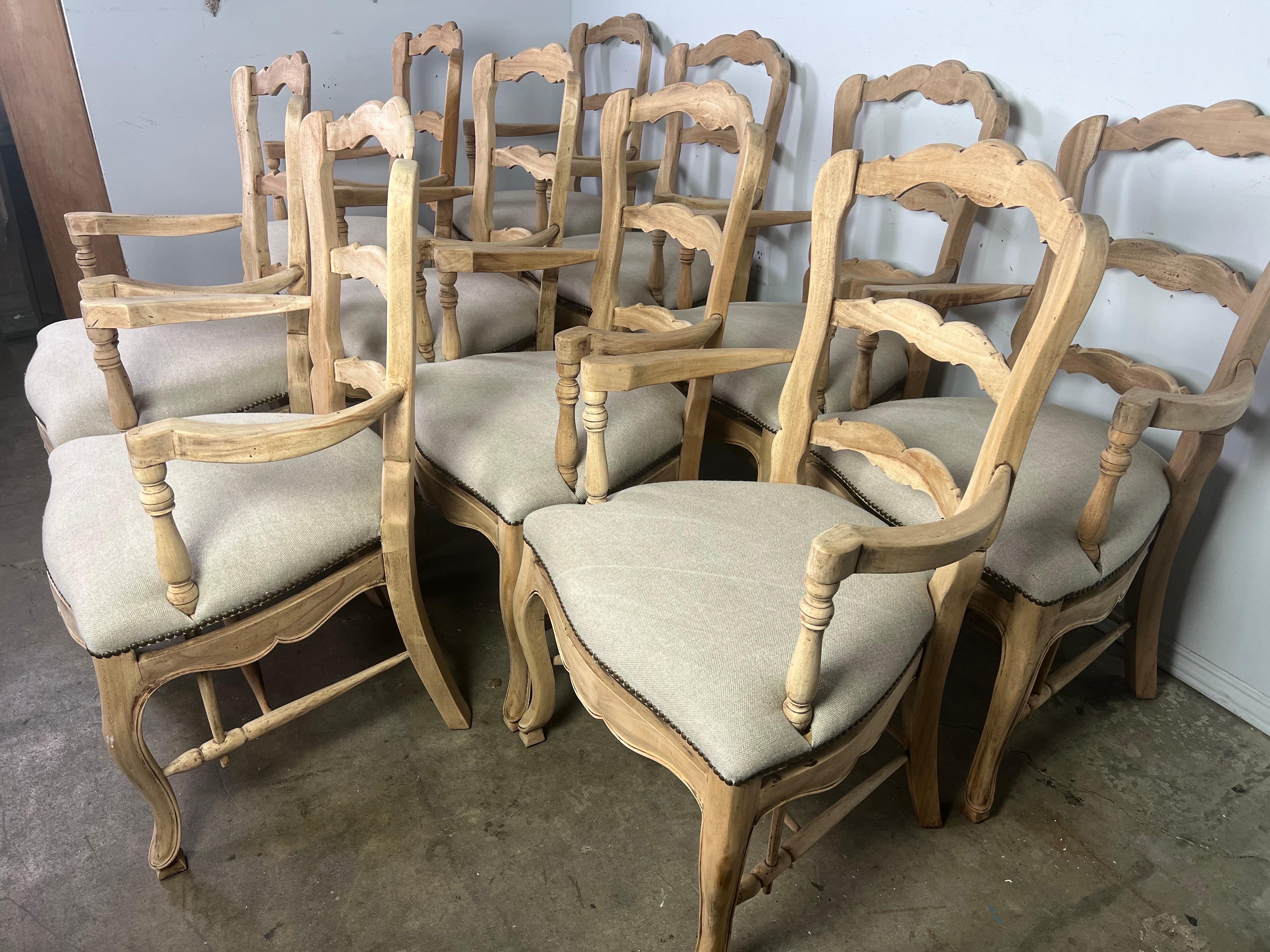 Set ofTen French Ladder Back Dining Chairs c.1930 In Good Condition In Los Angeles, CA