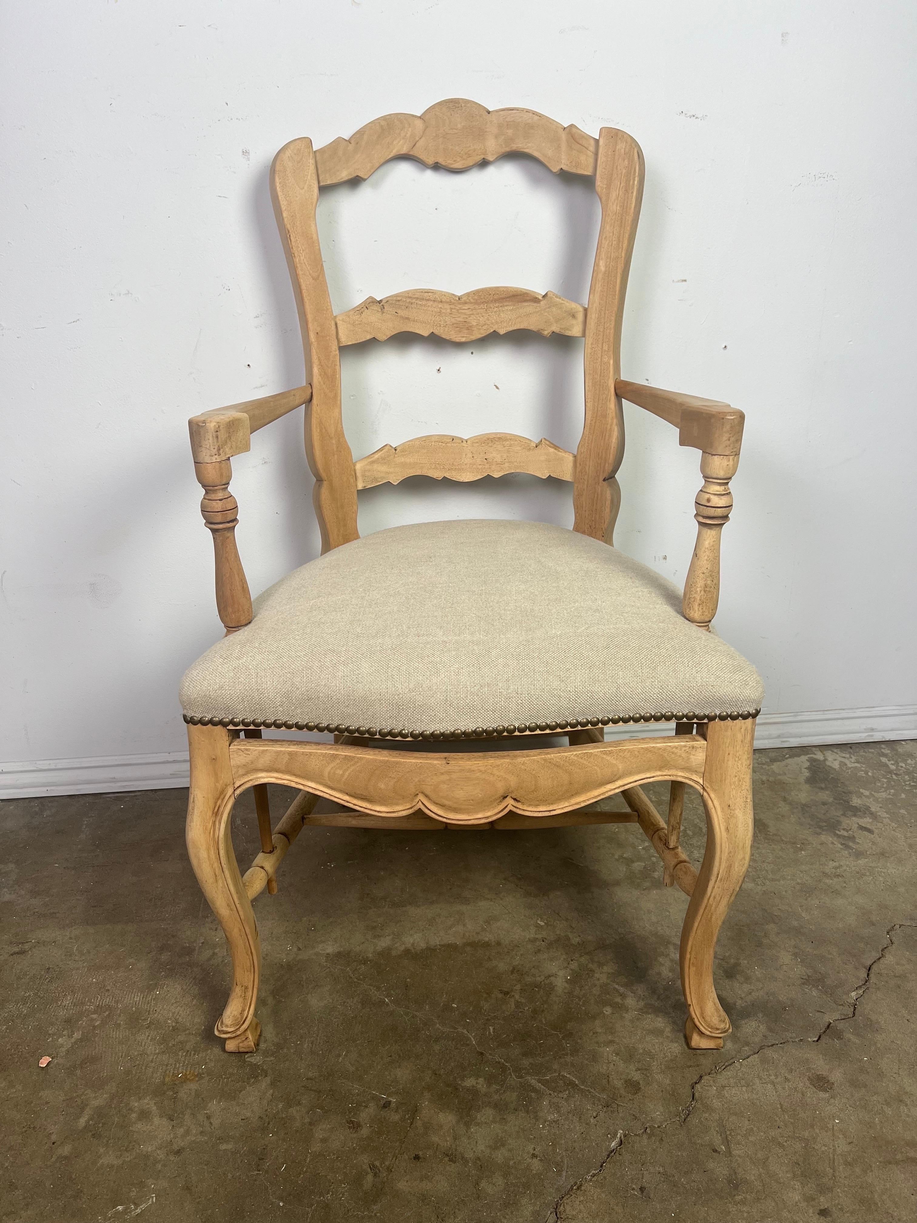 Linen Set ofTen French Ladder Back Dining Chairs c.1930