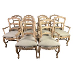 Antique Set ofTen French Ladder Back Dining Chairs c.1930
