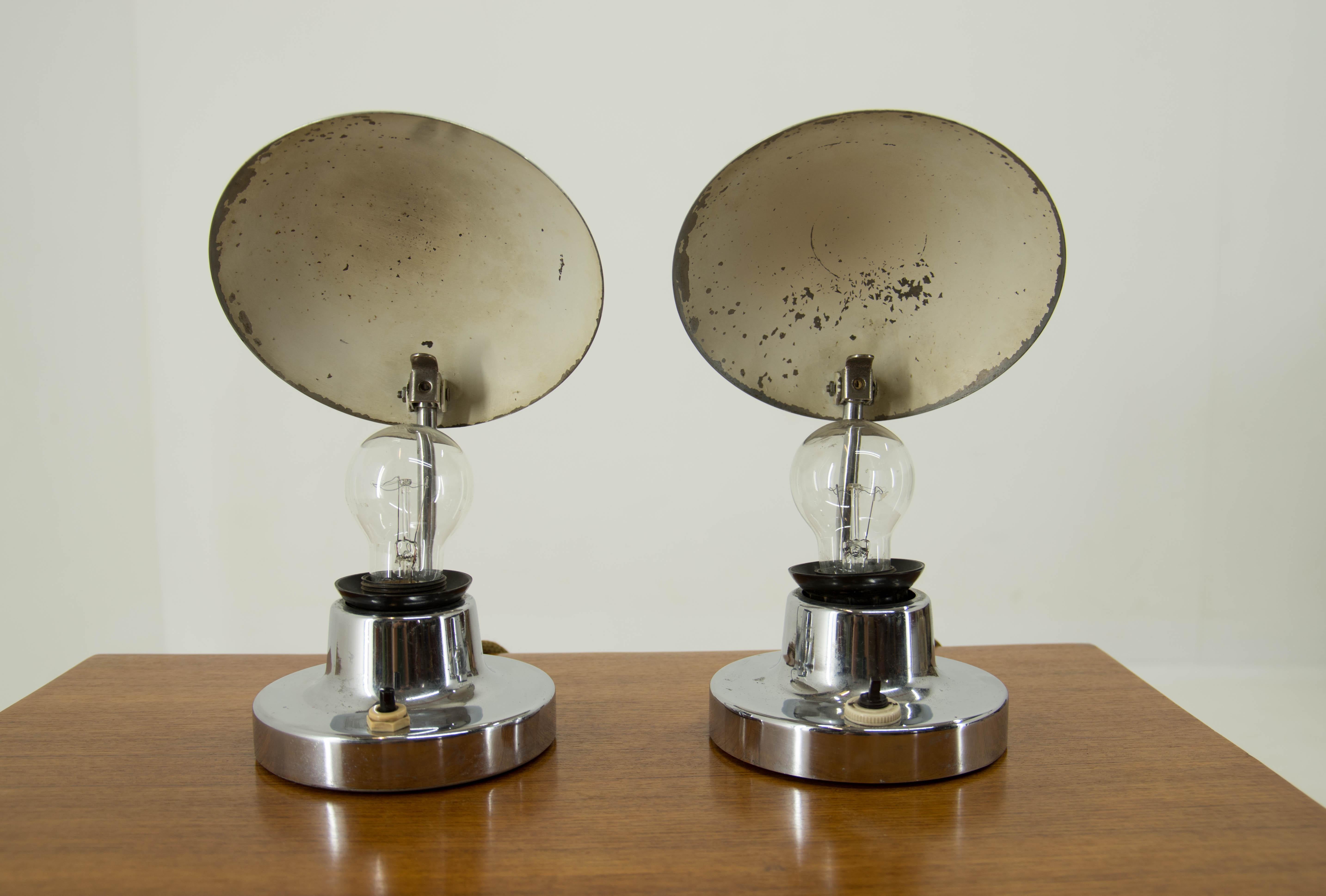 Art Deco Set ofTwo Table Lamps by Napako, Type 1195, 1940s For Sale
