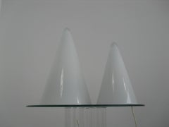 Set of Opaline Glass 'Teepee' Table Lamps by SCE, France, 1980s