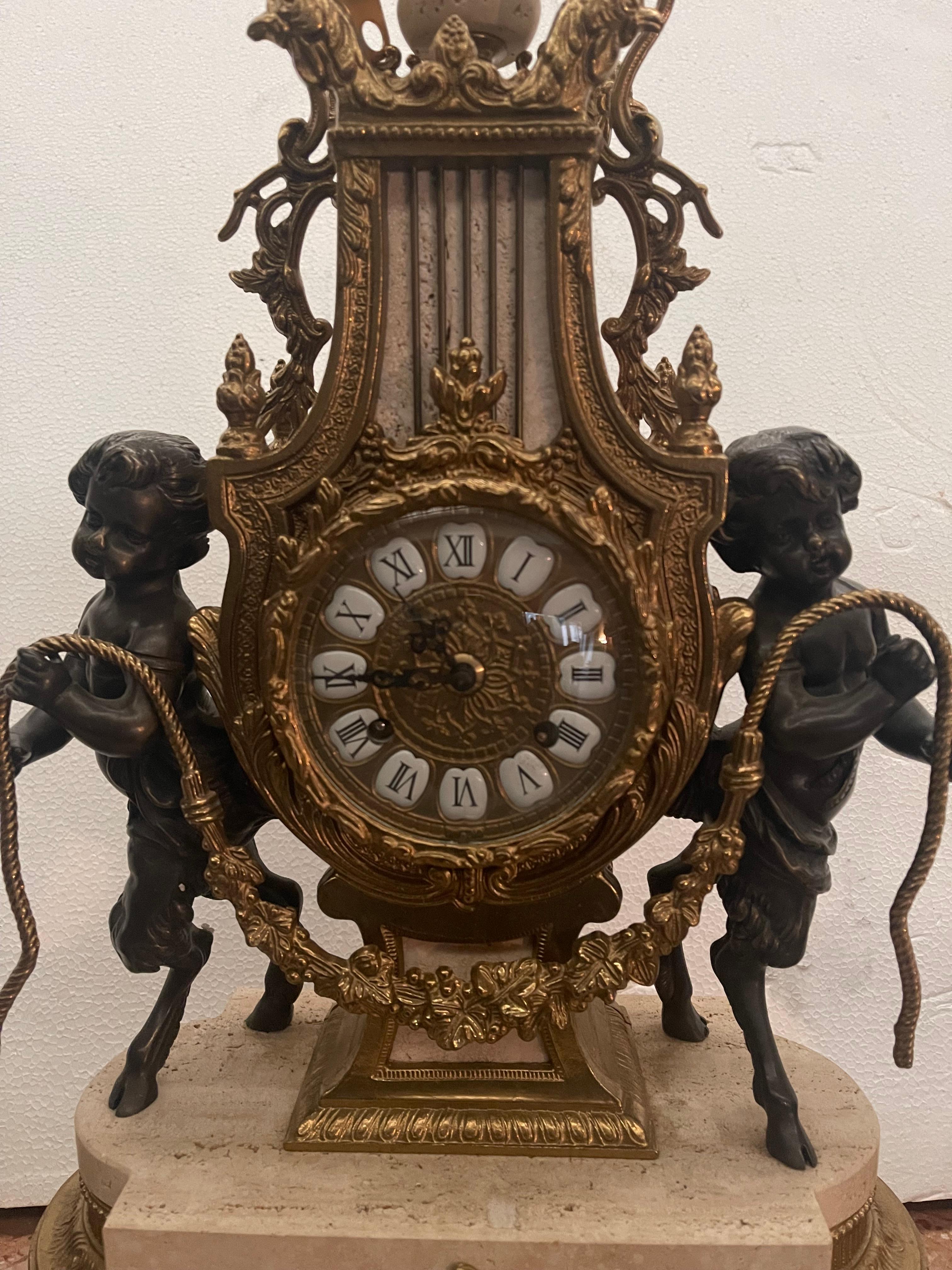 Other Spettacolare Set orologio in bronzo con montatura in marmol  For Sale