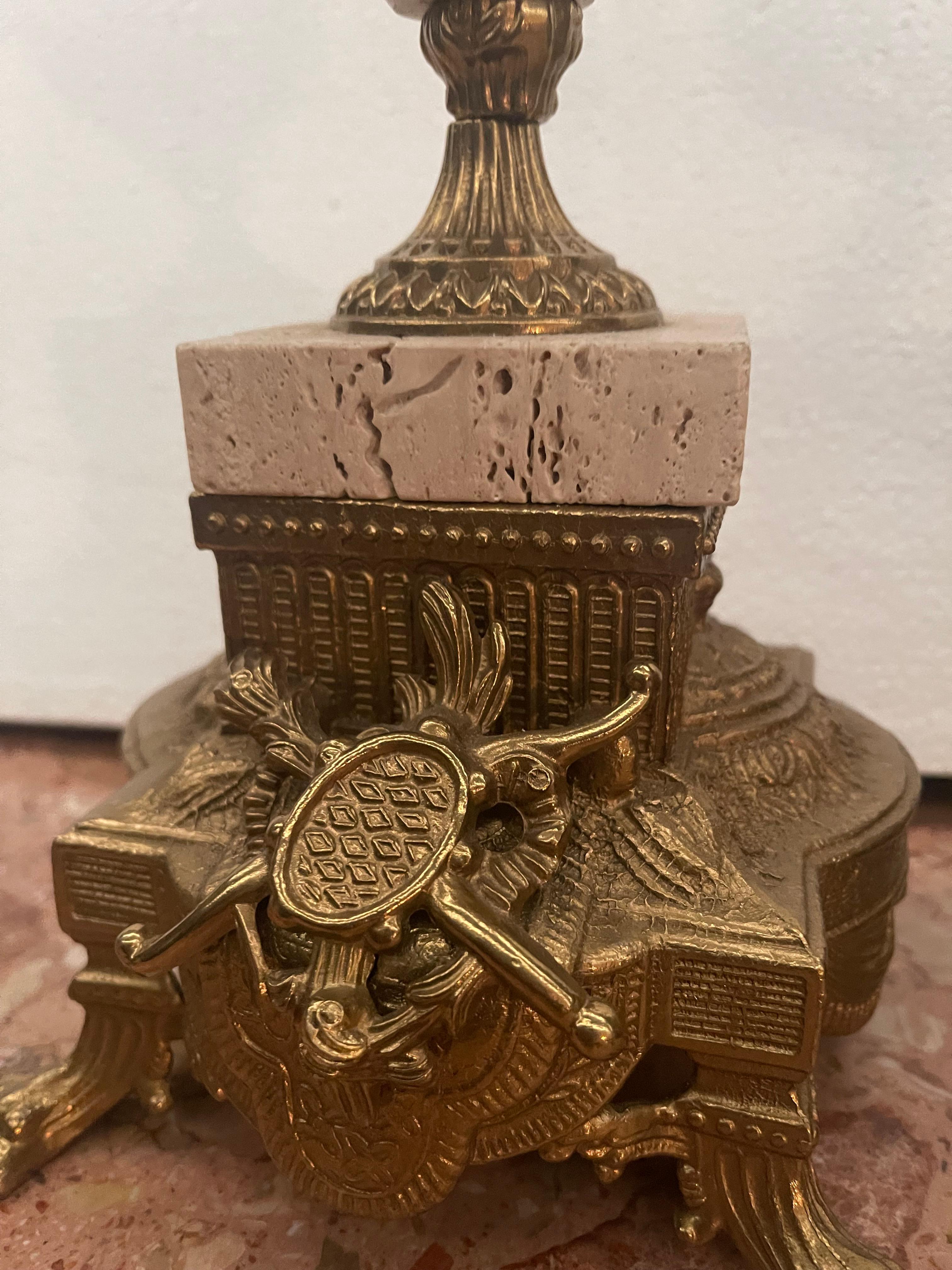 Spettacolare Set orologio in bronzo con montatura in marmol  Bon état - En vente à Cantù, IT