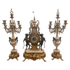 Spettacolare Set orologio in bronzo con montatura in marmol 