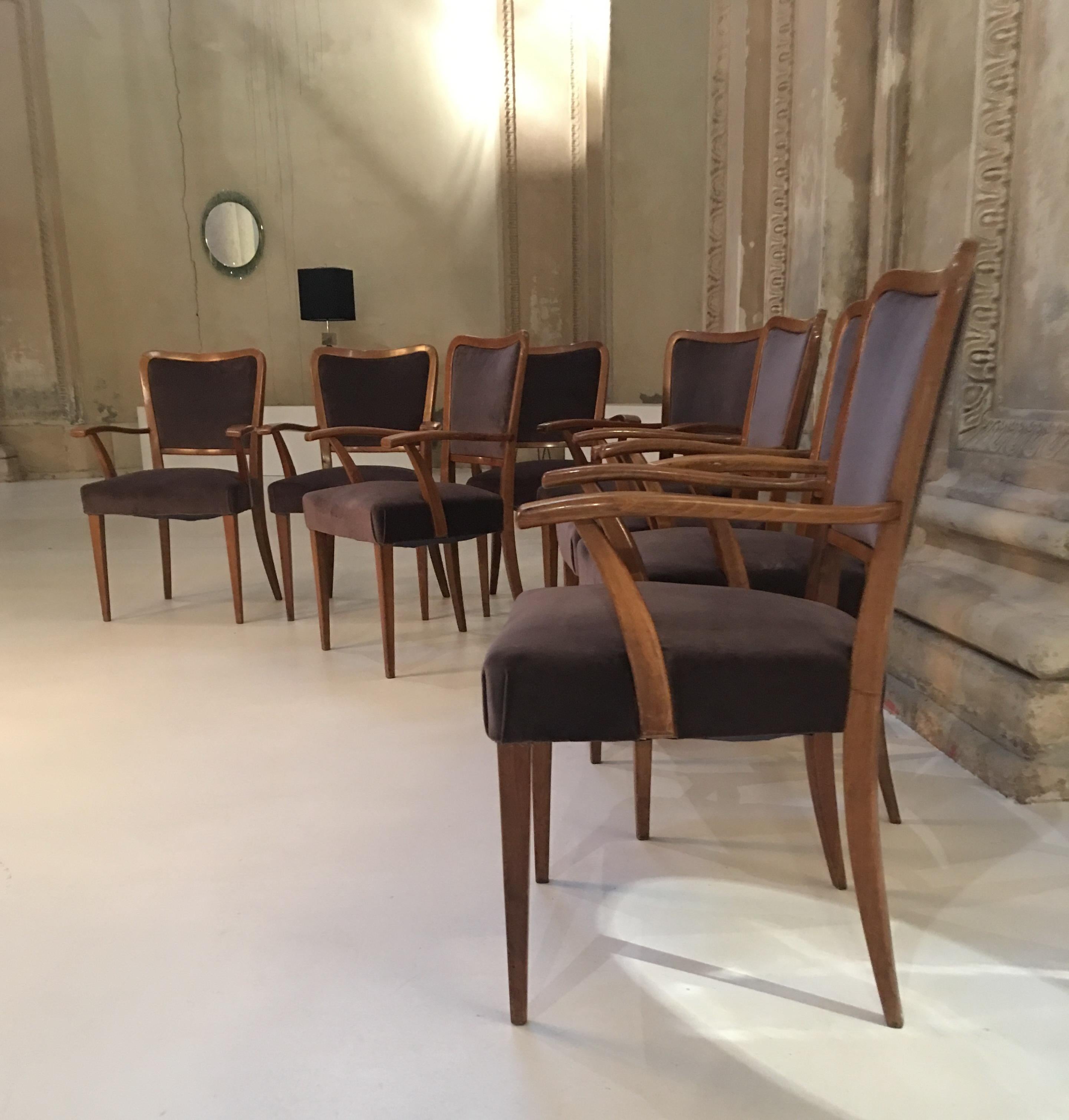 Set of 8 Dining Chairs Attributed to Paolo Buffa 3