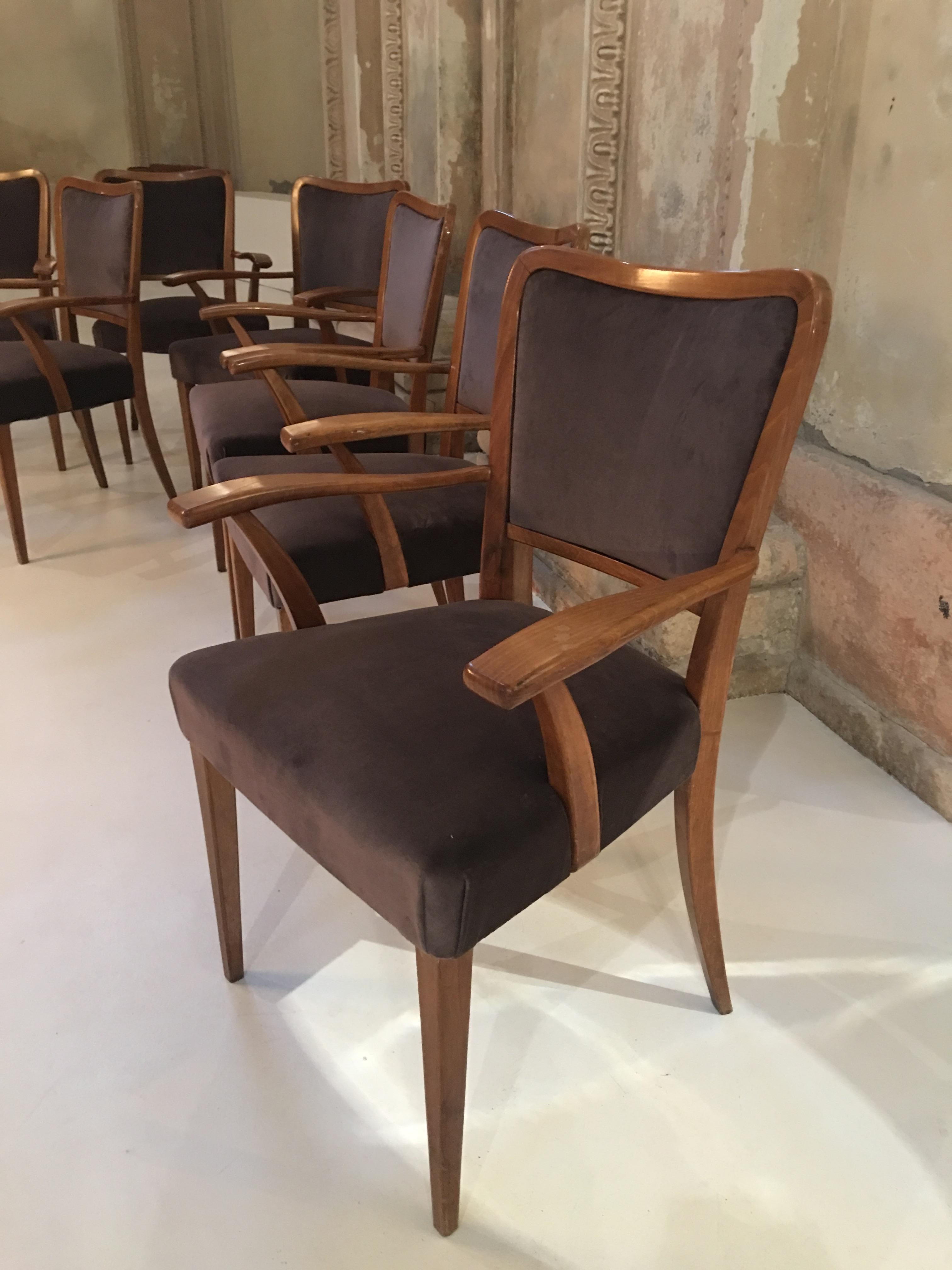 Set of 8 Dining Chairs Attributed to Paolo Buffa 4