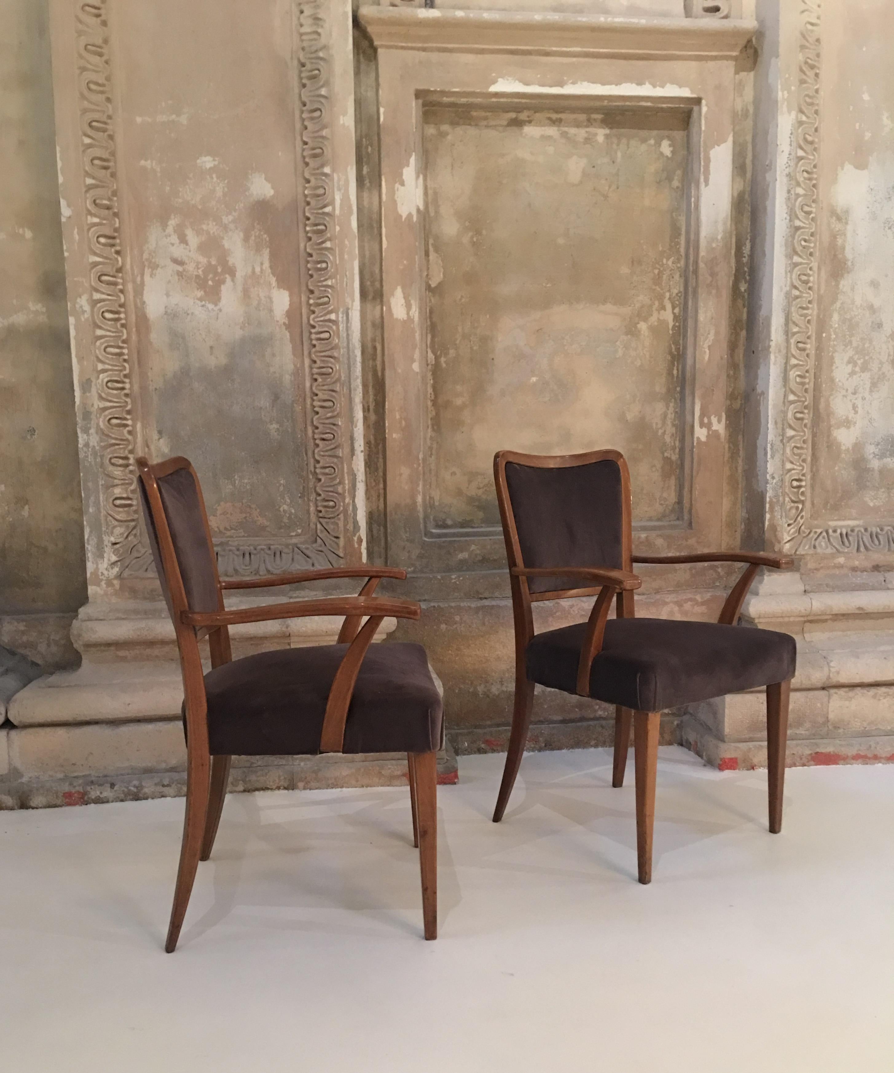 Set of 8 Dining Chairs Attributed to Paolo Buffa In Good Condition In Piacenza, Italy