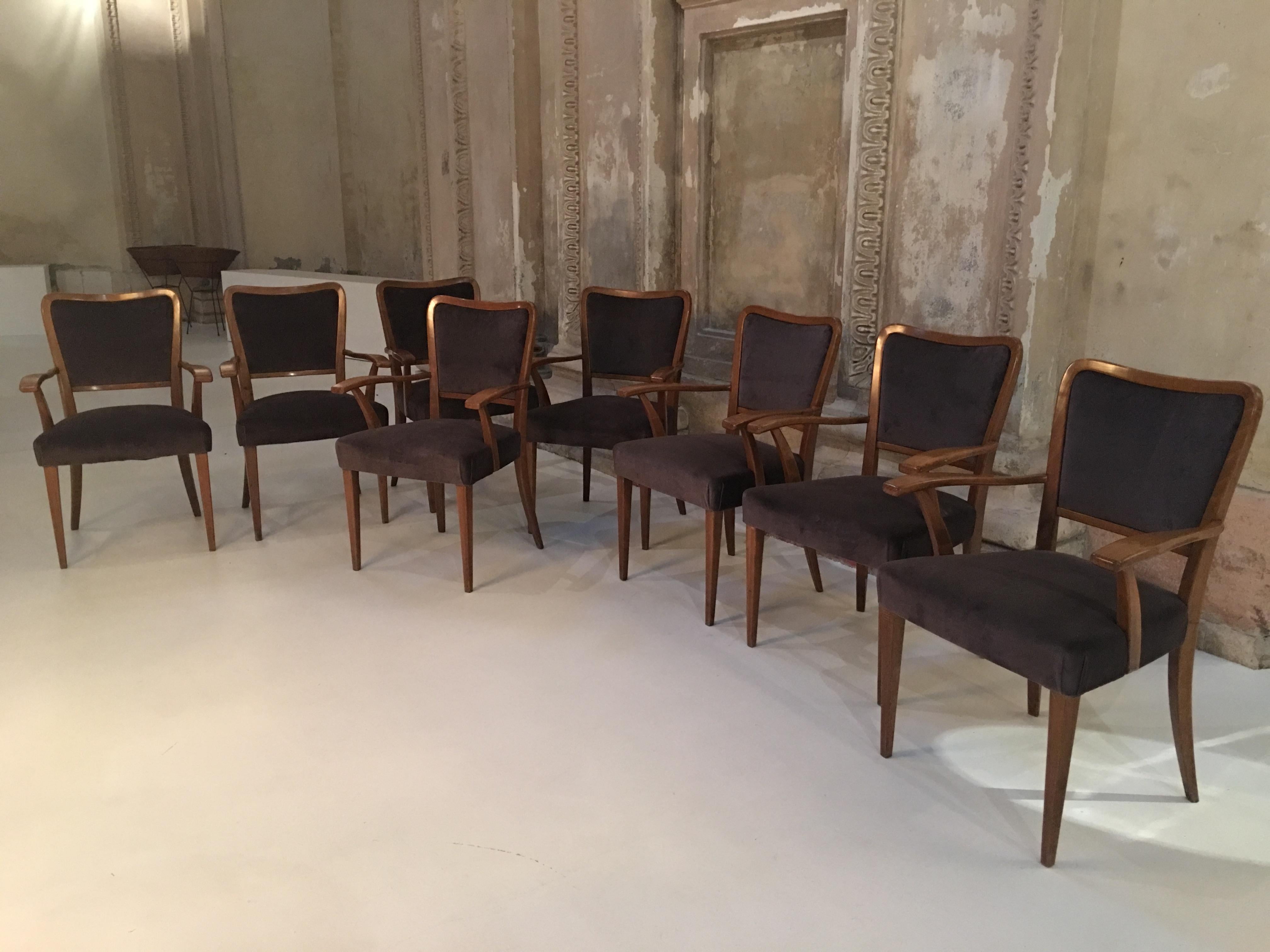 Set of 8 Dining Chairs Attributed to Paolo Buffa 2