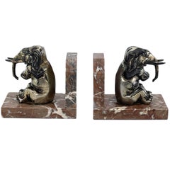 Used Set out of 2  Art Deco Bookends with Elephants, 1930s