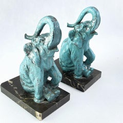 Set out of 2 Bookends by R. Vramant, Art Deco Elephants, 1930s