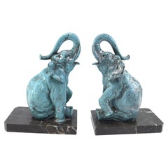 Set out of 2 Bookends by R. Vramant, Art Deco Elephants, 1930s