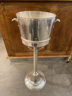 Set-Oval Champagne Cooler with Stand-Silver Plate