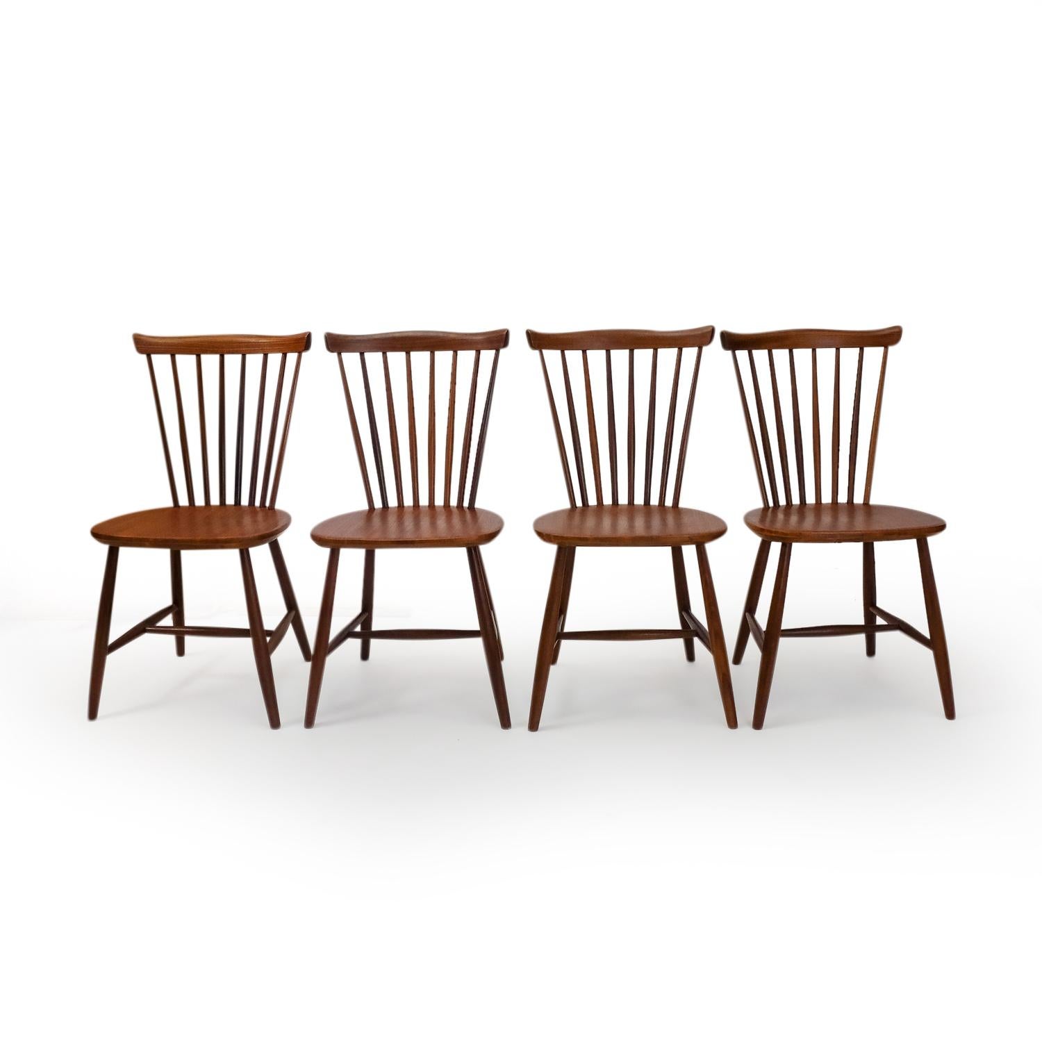 Mid-Century Modern Dutch Vintage Set Pastoe 1960s Peg Chairs in Teak For Sale