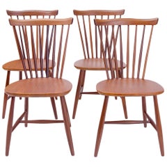 Dutch Vintage Set Pastoe 1960s Peg Chairs in Teak