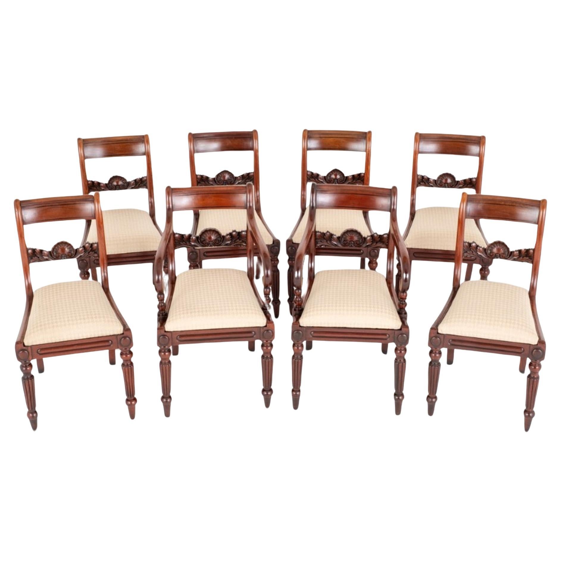 Set Period Regency Dining Chairs Mahogany Antique
