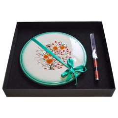 Panettone Serving Plate and Knife Set - Art Deco Elegance for the Table