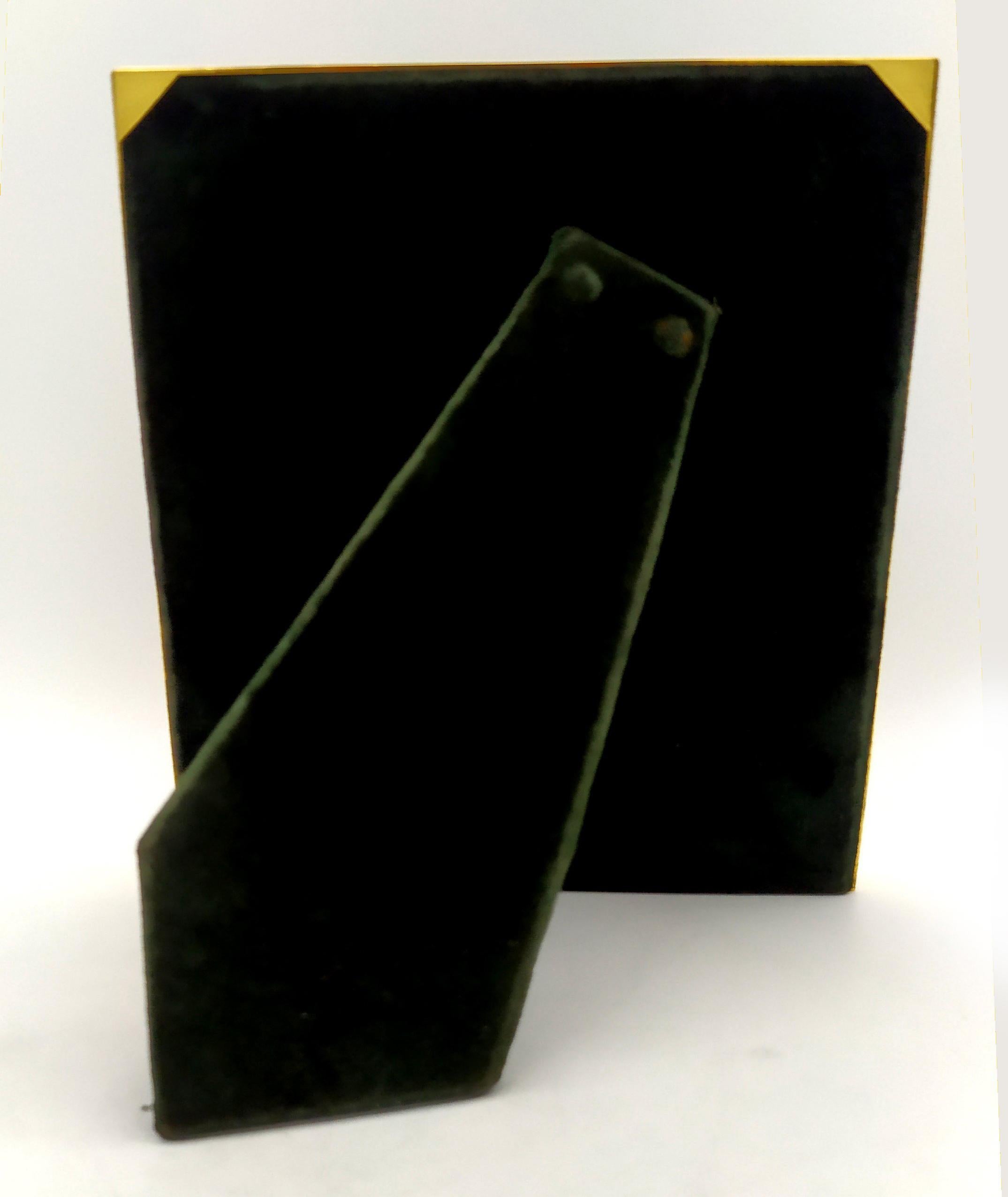 Modern Set Picture Frame+Table Box Enamel two-tone ruby red and emerald green Salimbeni For Sale
