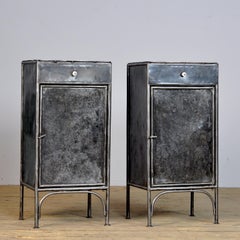 Set Polished Iron Nightstand, 1920s