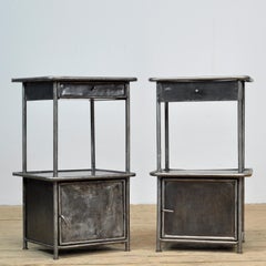 Set Polished Iron Nightstand, 1920's