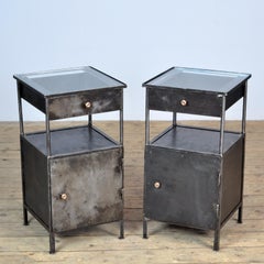 Set Polished Iron Nightstand, 1920's