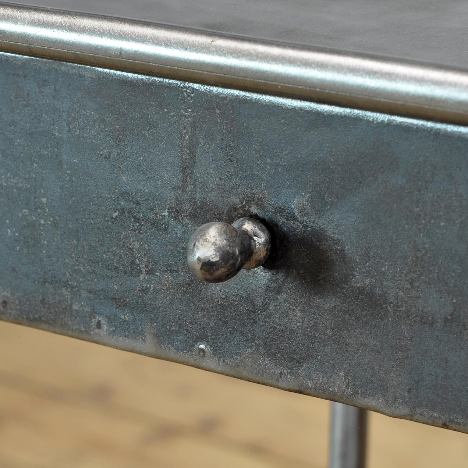 Set Polished Iron Nightstand, 1920's 1