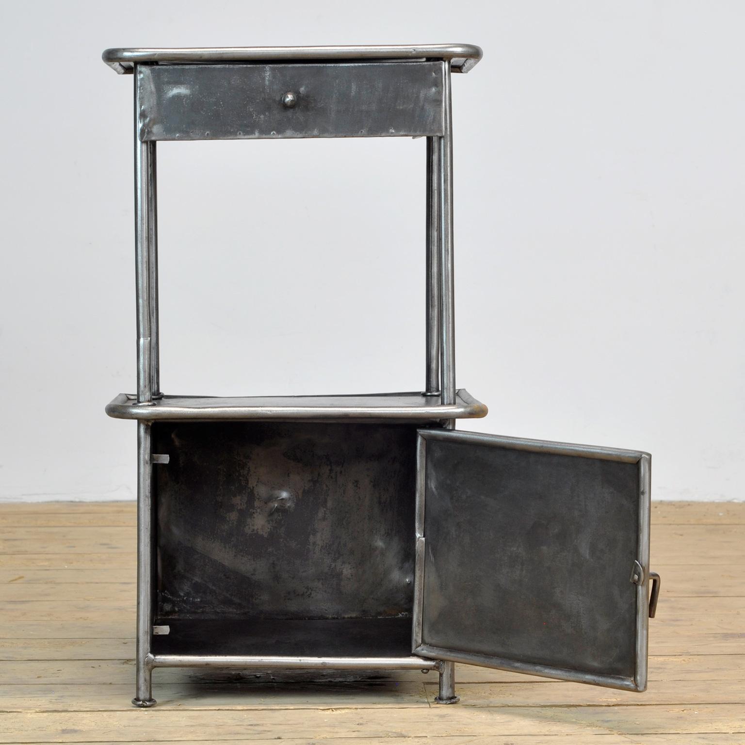 Set Polished Iron Nightstand, 1920's 2