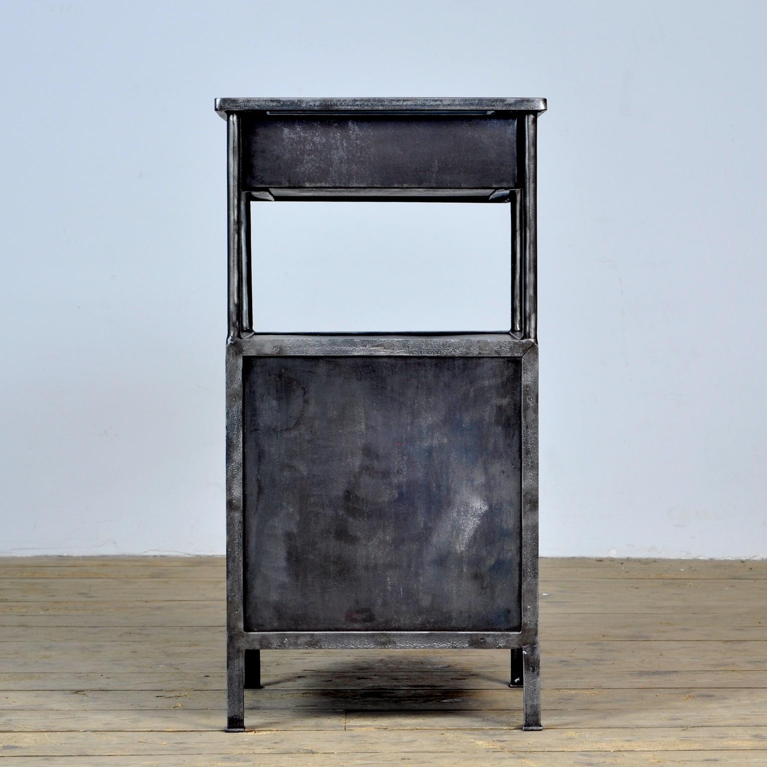 Set Polished Iron Nightstand, 1920's 3