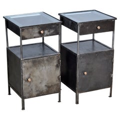 Antique Set Polished Iron Nightstand, 1920's