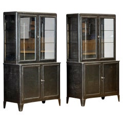 Set Polished Medical Cabinets, 1930’s