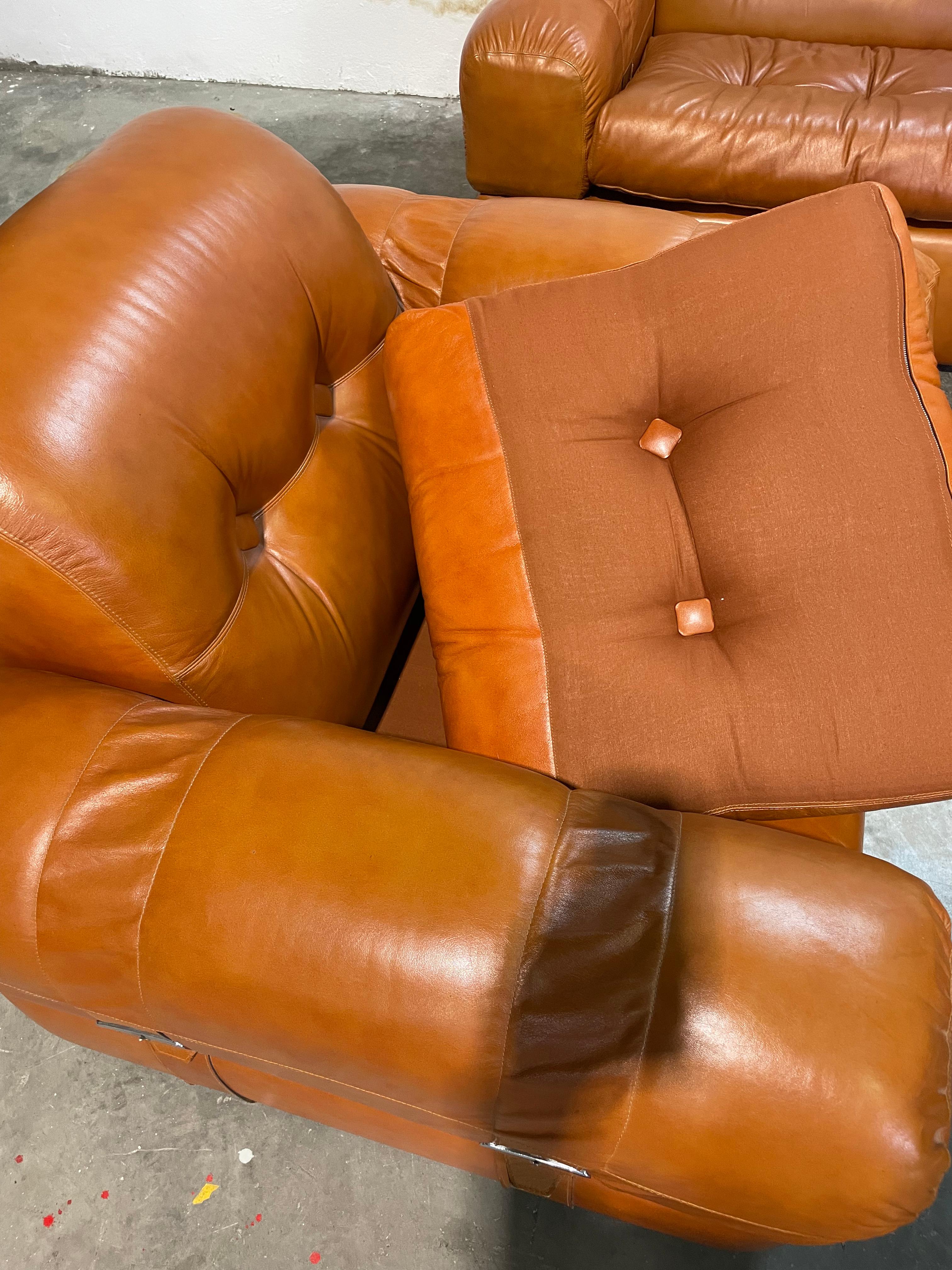Leather Set poltrone e divano Adriano Piazzesi For Sale