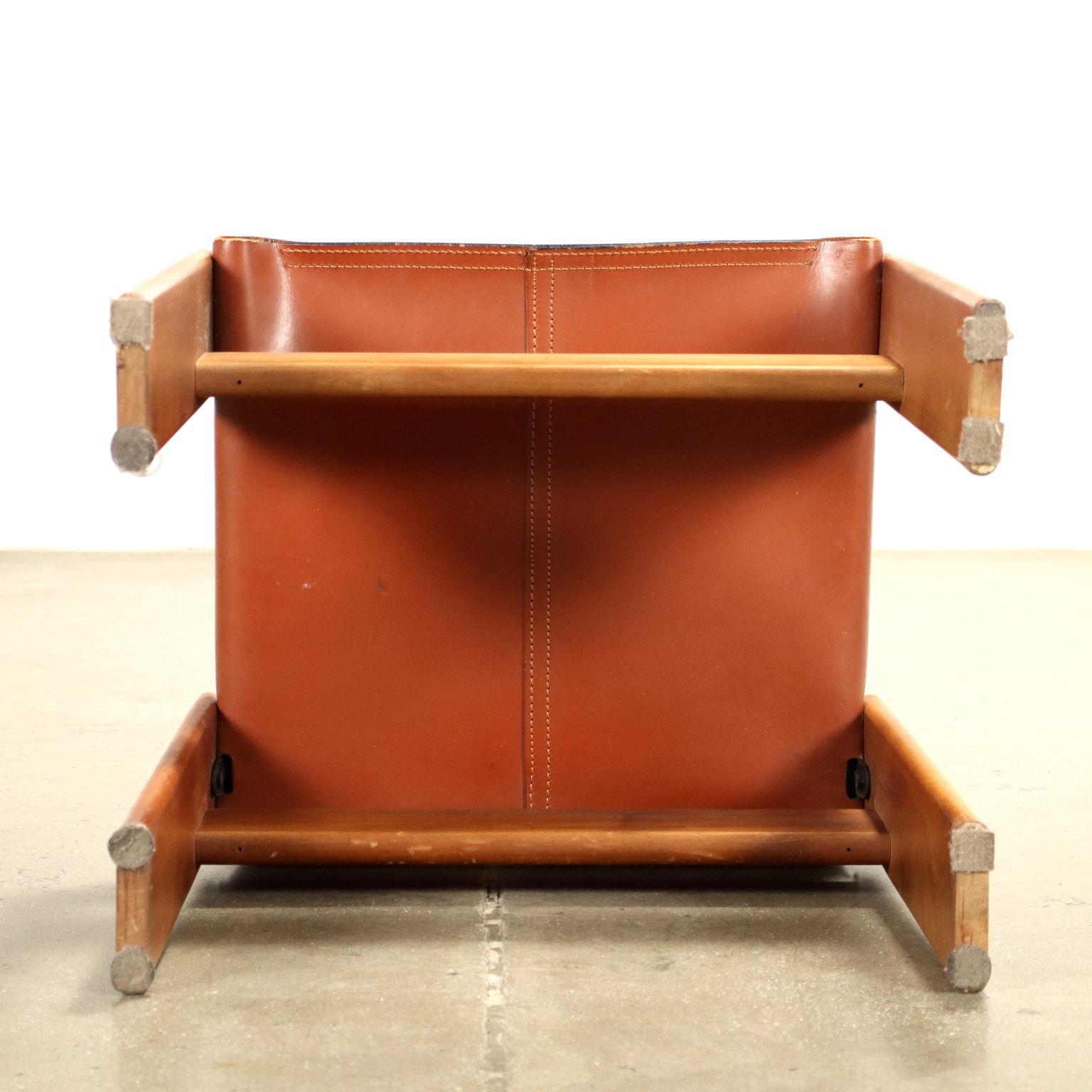 Satz  vier 'Monk'-Stühle Afra und Tobia Scarpa für Molteni 1970er Jahre (Leder)