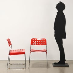 Set of four 'Omstak' Chairs by Rodney Kinsman for Bieffeplast red 1970s