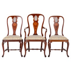 Antique Set Queen Anne Desk Chairs Mahogany