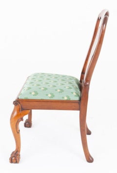 Set Queen Anne Dining Chairs 6 Burr Walnut