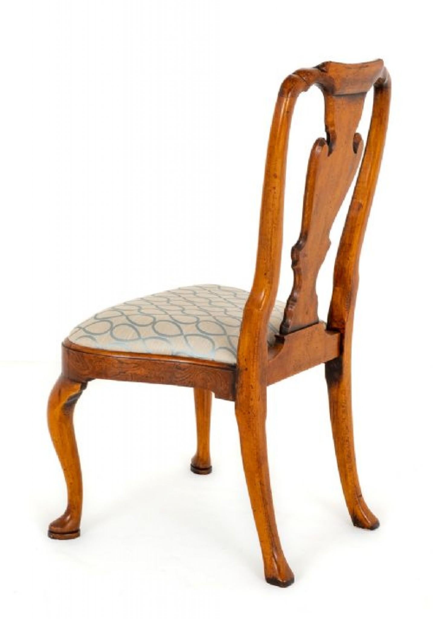 Early 20th Century Set Queen Anne Dining Chairs Elm Wood For Sale