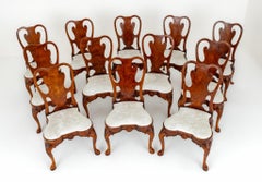 Set Queen Anne Dining Chairs Walnut Furniture